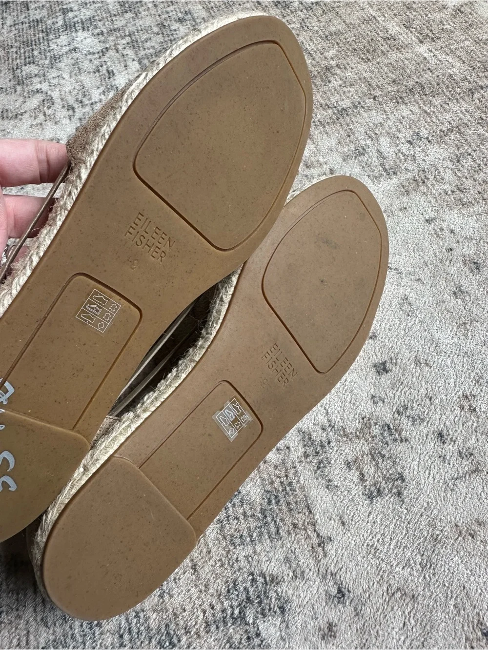 Eileen Fisher Lee Espadrille Flat Natural Beige Suede  Size 9